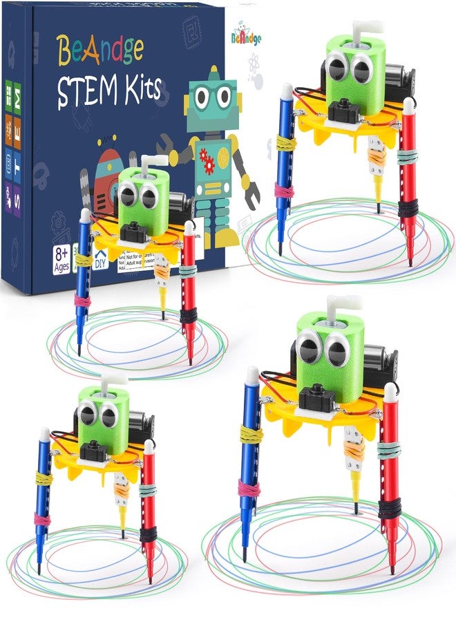 BeAndge Bulk STEM Craft Kits for Kids 8-12: 4-Pack Doodling Robot Building Kits, Classroom Activities & Science Experiments, Educational Robotics DIY Project for Boys Girls, STEM Toys for School Clubs - Image 1
